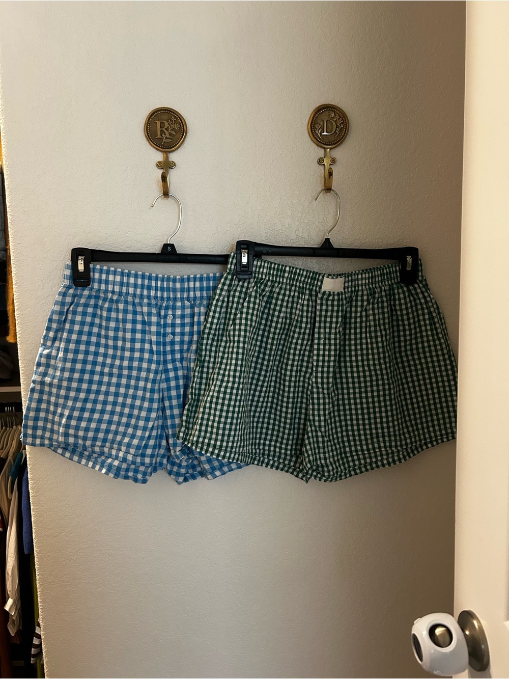 Bundle Gingham Elastic-Waist Women’s Boxer Shorts - Blue / Green